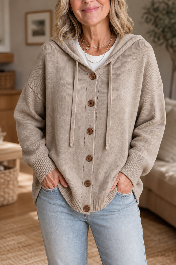 Wearbella – Kofta z kapturem i prążkowanym dzianiną med snöre