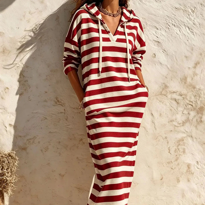 Wearbella – Pasiasta Klänning Maxi z Kapturem