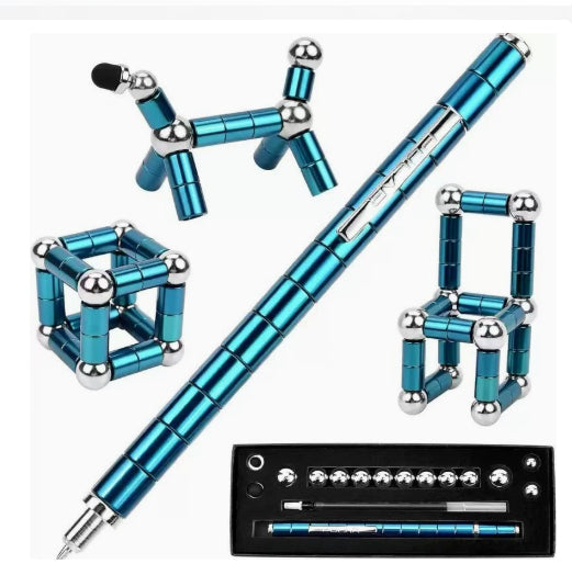 Magnetisk penna i silver med kulor