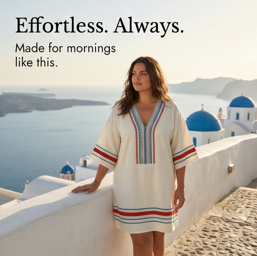 Sienna – Kobieca Mini Klänning Kaftan z Broderi
