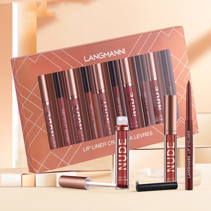 Vackerljus Matt läppstift och läppenna i set, 12 delar i presentbox