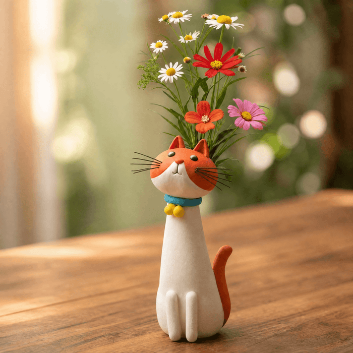 Felina – Handgjord ceramiczny wazon på kwiaty i form av katt