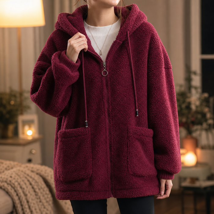 Cozamora – OverStorlekd Sherpa Fleece Zip-Up Hoodie