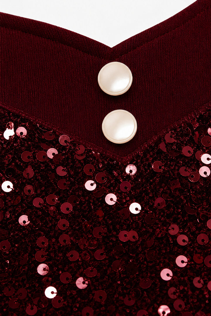 Veluxe Duo – Wieczorowy top z cekinowym przodem w stilu mock-layer