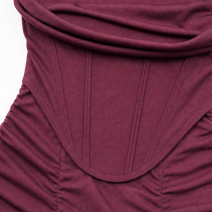Elara – Midi Klänning Bodycon z Odkrytymi Ramionami