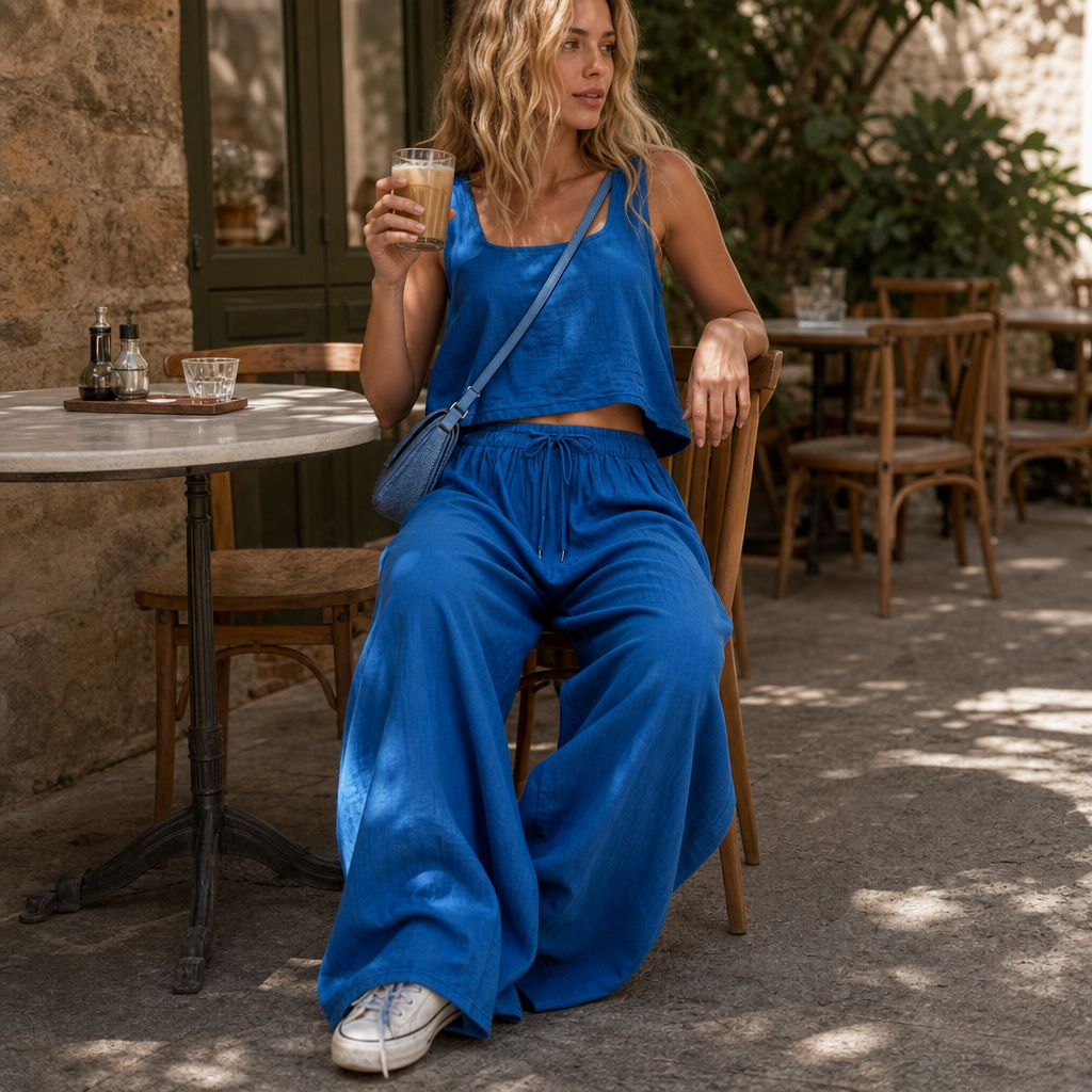 Crinklewear – Set topu i szerokich byxor