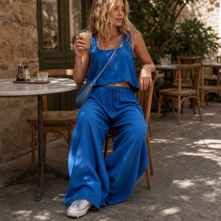 Crinklewear – Set topu i szerokich byxor