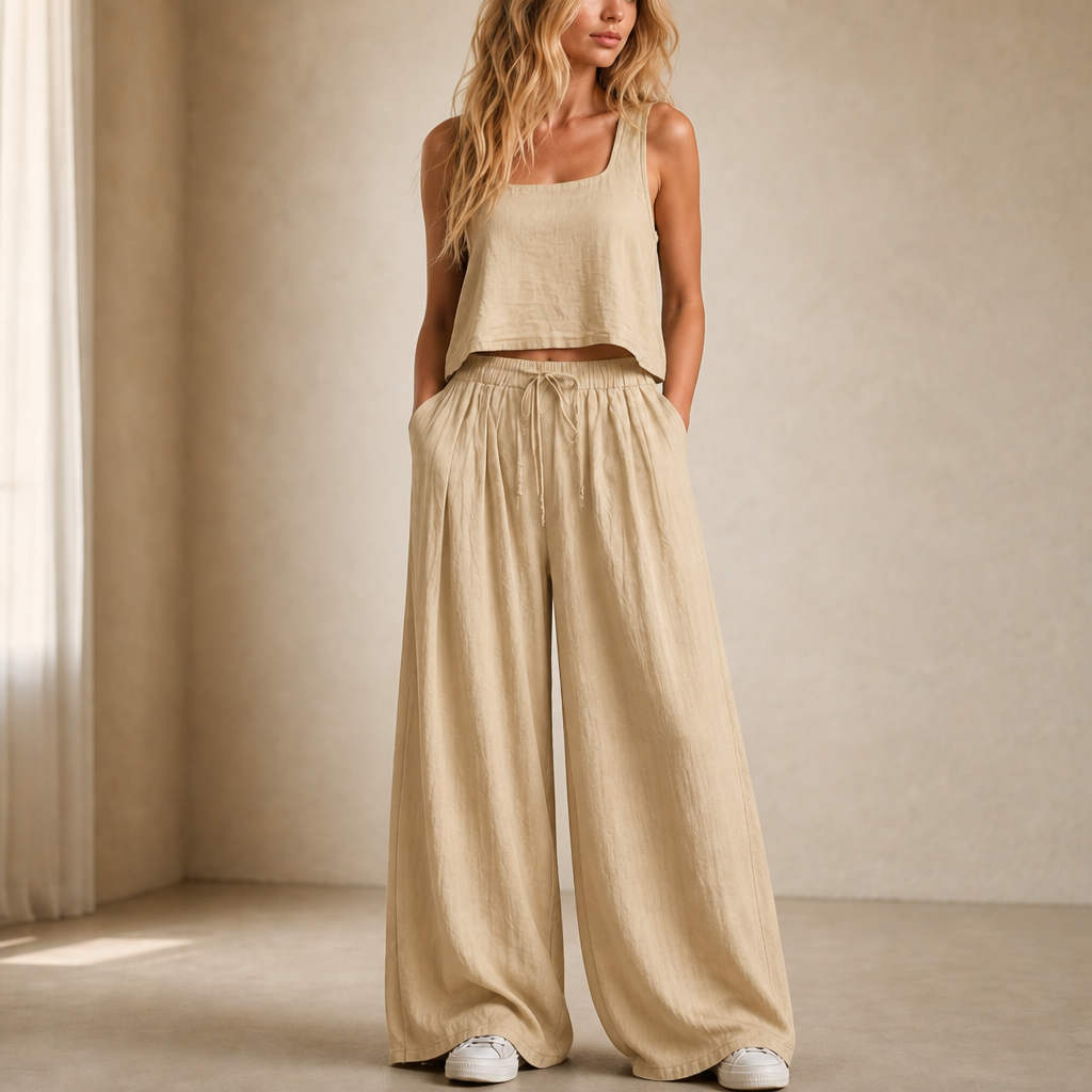 Crinklewear – Set topu i szerokich byxor