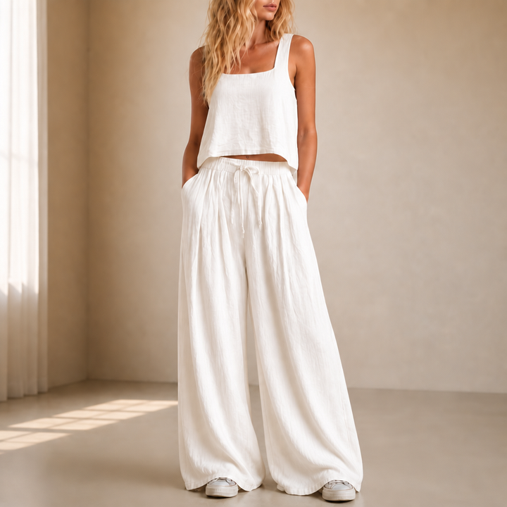 Crinklewear – Set topu i szerokich byxor