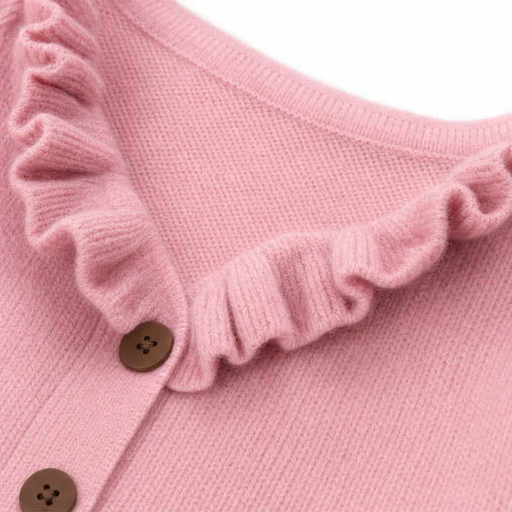 Wearbella – Kofta z falbaniastym kołnierzem z dzianiny