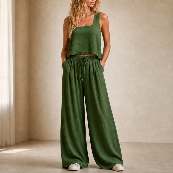 Crinklewear – Set topu i szerokich byxor