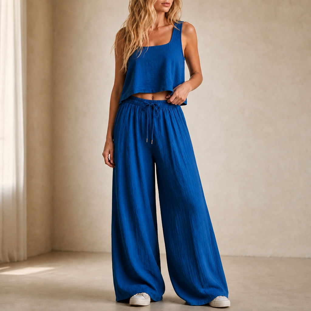 Crinklewear – Set topu i szerokich byxor