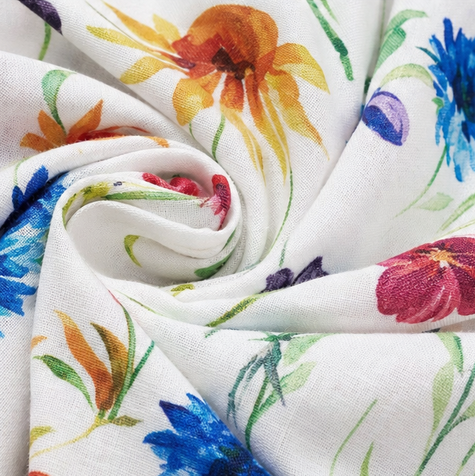 Fiorella – Midi klänning w blommig mönster z kieszeniami, przypominająca bawełnę