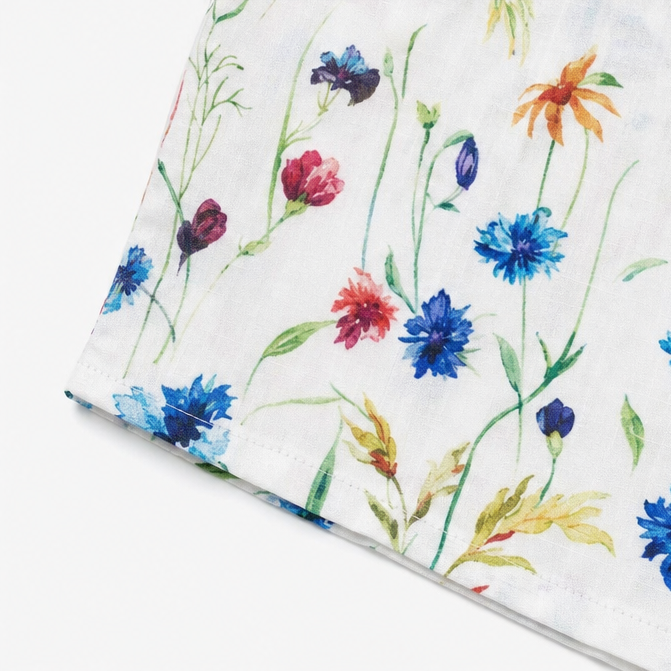 Fiorella – Midi klänning w blommig mönster z kieszeniami, przypominająca bawełnę