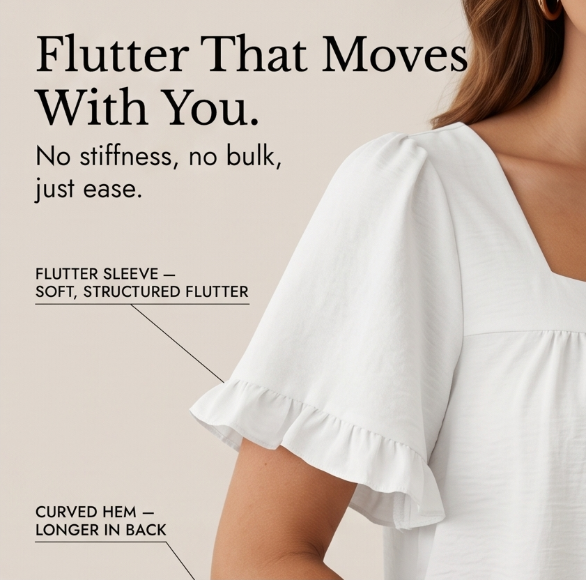 Florelle – Blus dam z kwadratowym urringning i falbanami