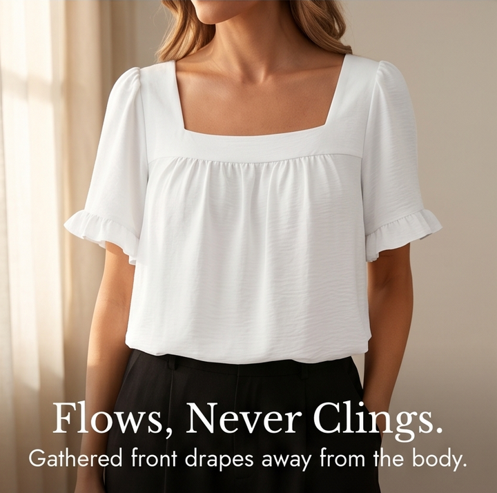 Florelle – Blus dam z kwadratowym urringning i falbanami