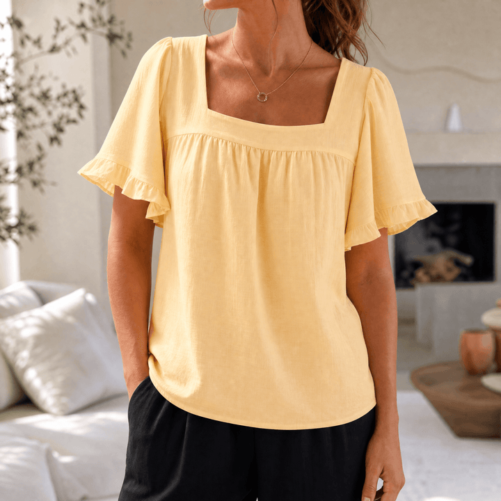 Florelle – Blus dam z kwadratowym urringning i falbanami