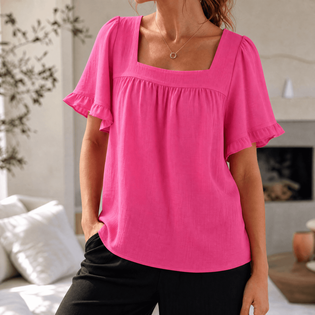 Florelle – Blus dam z kwadratowym urringning i falbanami