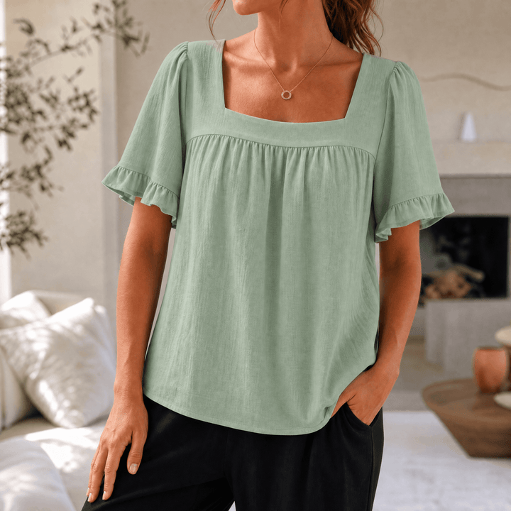 Florelle – Blus dam z kwadratowym urringning i falbanami
