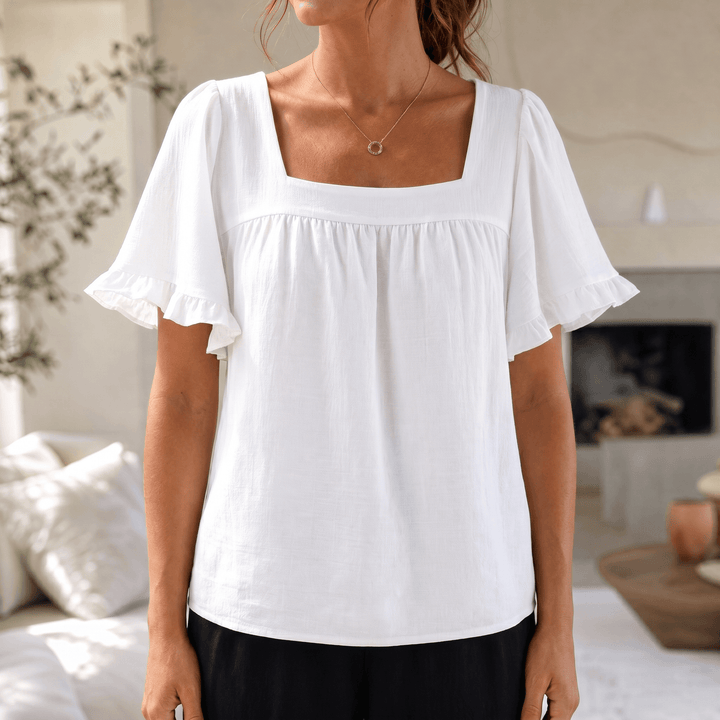 Florelle – Blus dam z kwadratowym urringning i falbanami