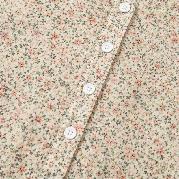 Florenne – Blus w Blommig Mönster z Knappar i RęKaffemi 3/4