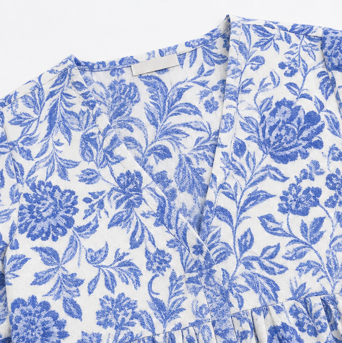 Florenza – Boho Klänning Midi z Urringning w V-ringning i Warstwowym Dołem