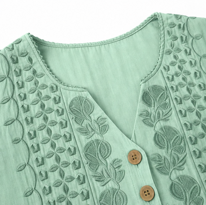 Florenza – Blus z urringning w v-ringning z knappar
