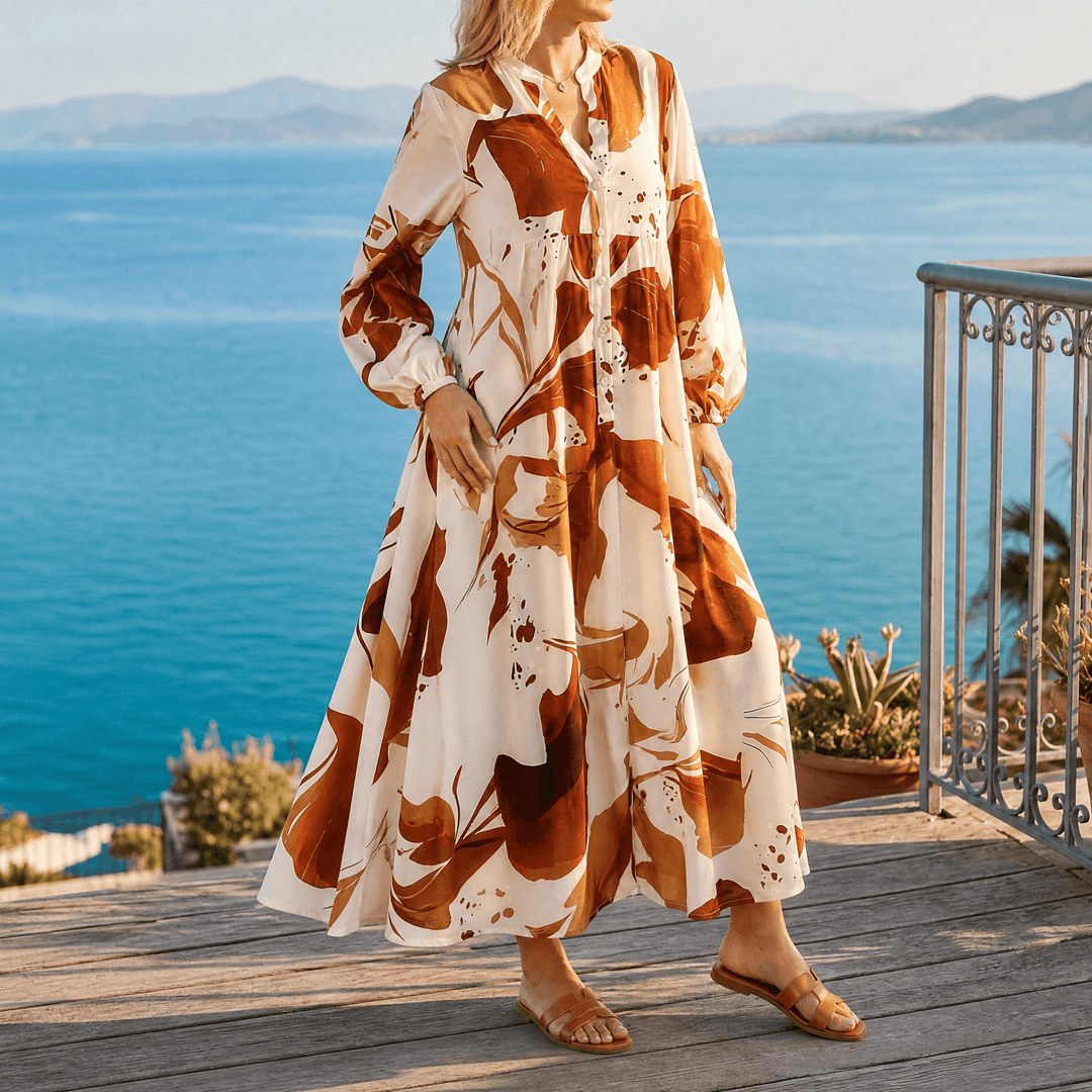 Floressa – Abstrakcyjna Blommig Klänning Maxi