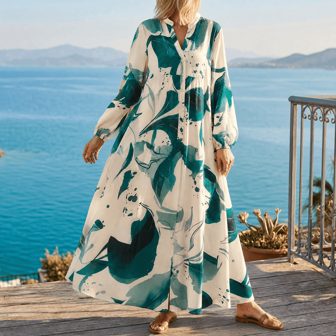 Floressa – Abstrakcyjna Blommig Klänning Maxi