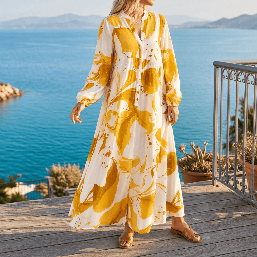 Floressa – Abstrakcyjna Blommig Klänning Maxi