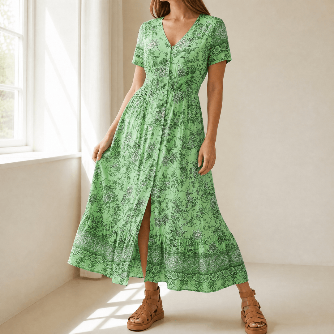 Floressa – Lätt Blommig Klänning Maxi på Varje Okazję