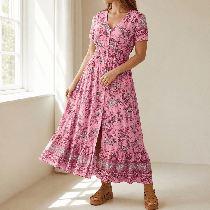 Floressa – Lätt Blommig Klänning Maxi på Varje Okazję