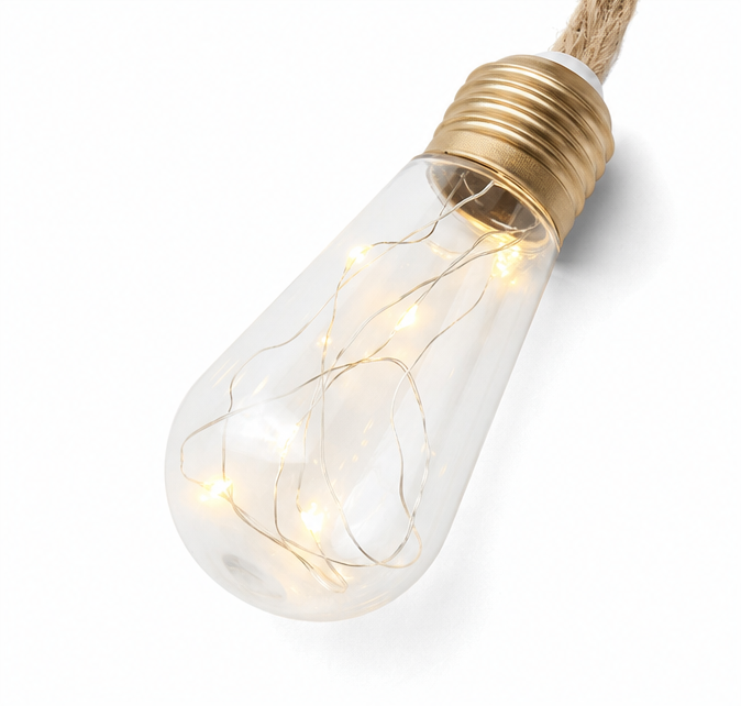 Glowvine – Słoneczne Lampki z Liny Konopnej z Vintage Żarówkami LED