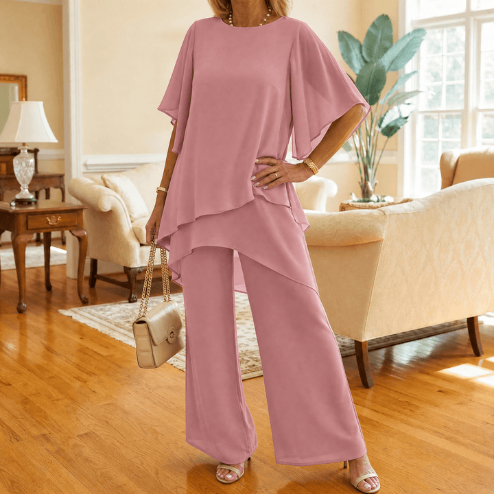 Graziella – Set z Chiffonu z Asymetrycznym Topem
