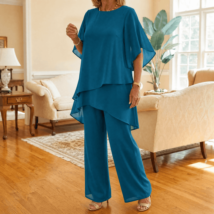 Graziella – Set z Chiffonu z Asymetrycznym Topem