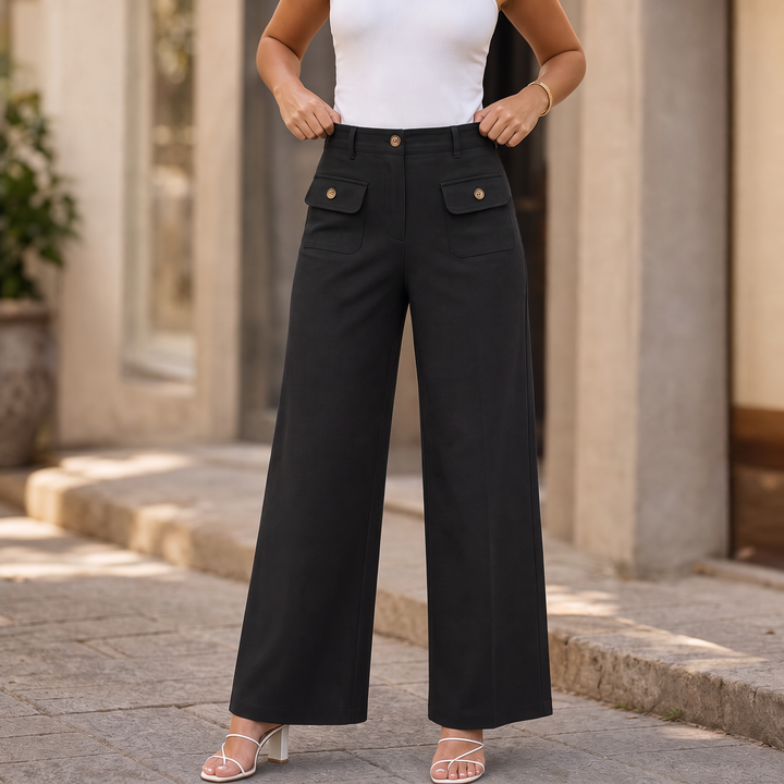 Wearbella – Byxor med hög midja i vida ben
