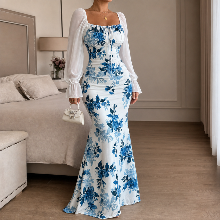 Wearbella – Blommig Klänning Maxi z Wiązaniem på Przodzie