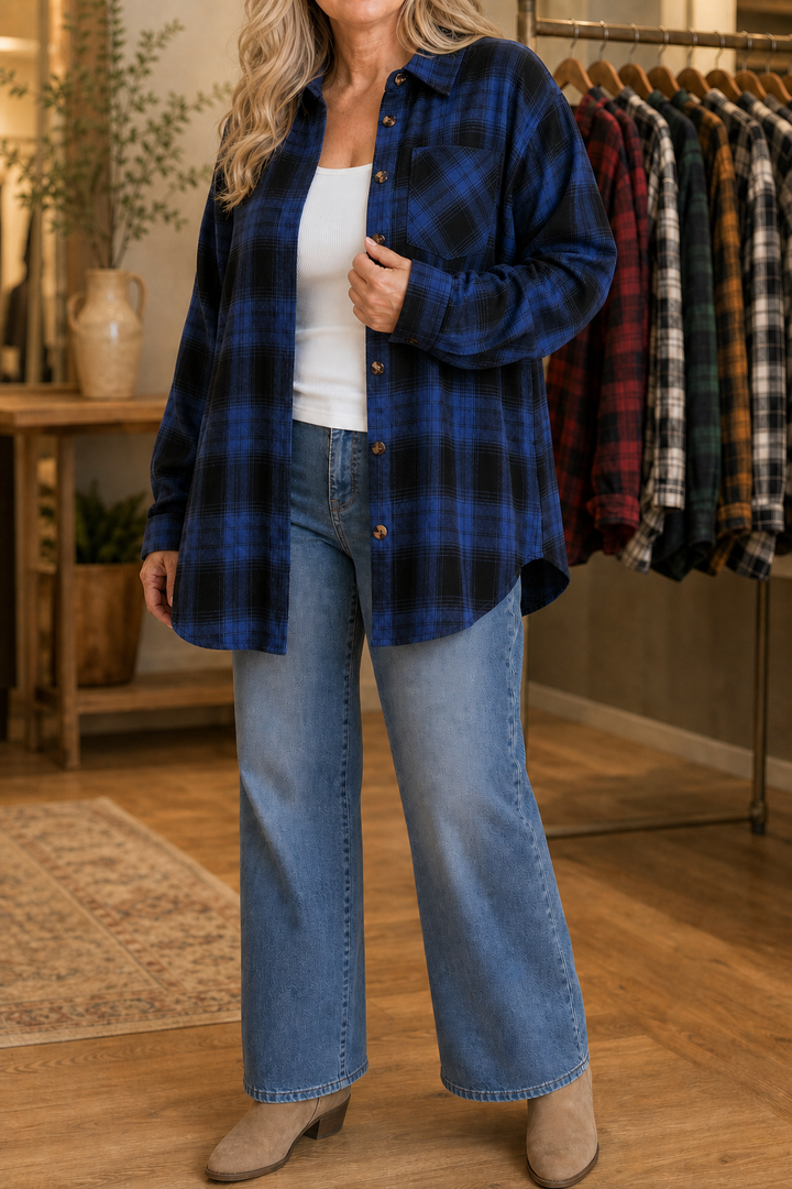 Overshirt &amp; Vad – OverStorlekd Skjorta Flanelowa w Kratę Buffalo