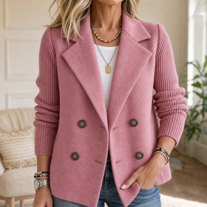 Wearbella – Żakiet podwójnie zapinany z dzianinowymi ręKaffemi
