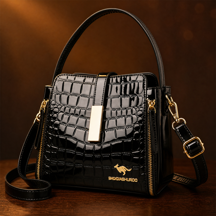 Velora – Handväska Crossbody w Lakierowanym Krokodylu