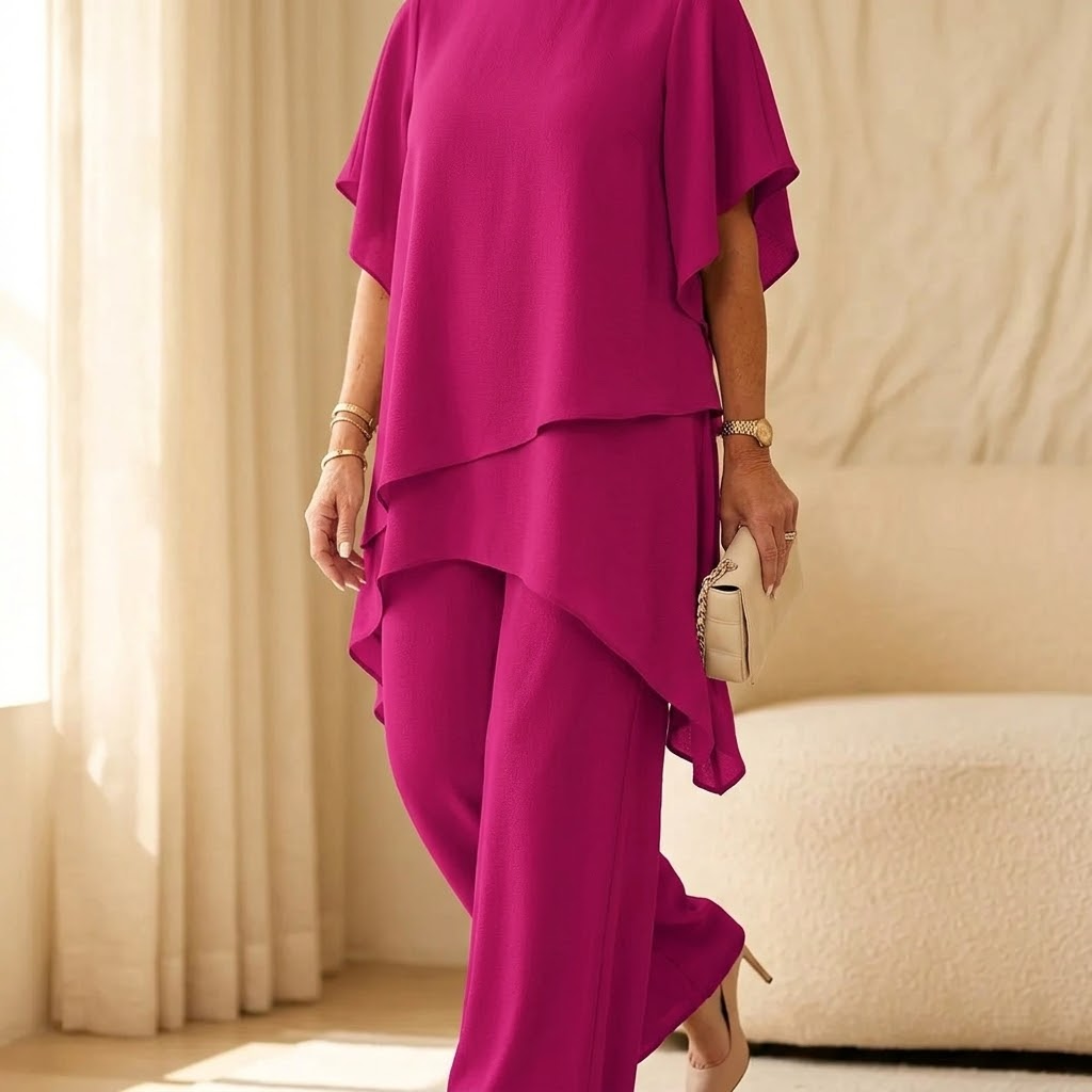 Graziella – Set z Chiffonu z Asymetrycznym Topem