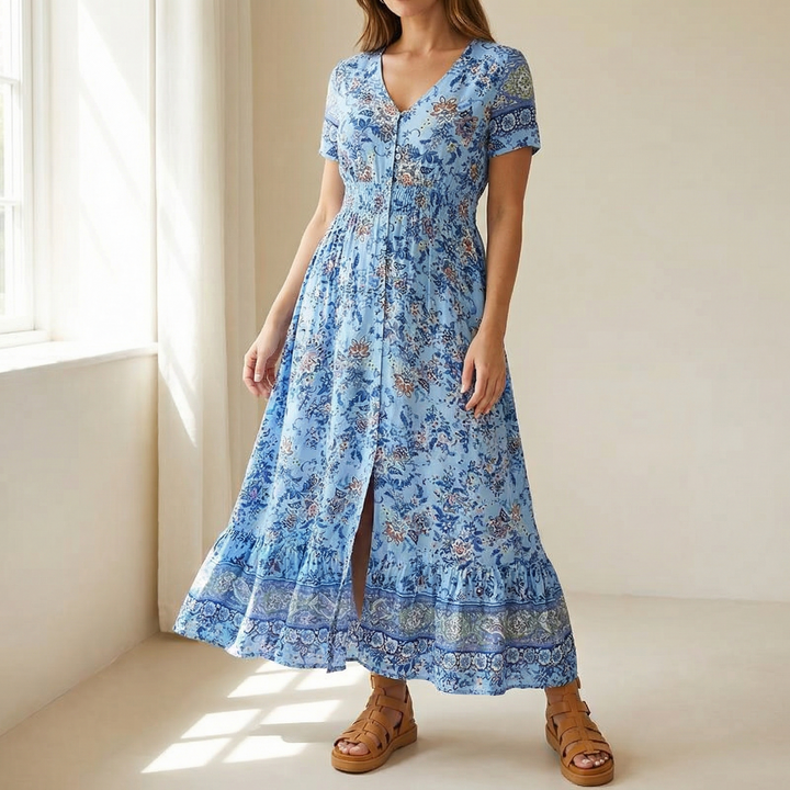 Floressa – Lätt Blommig Klänning Maxi på Varje Okazję