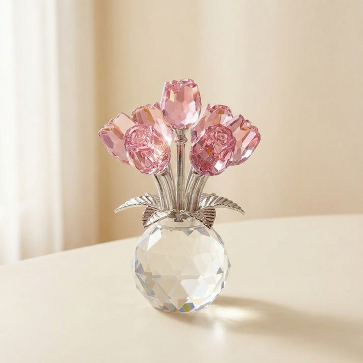 Lumirose – Bukiet Kryształowych Róż z Wazonem