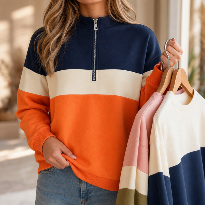 Wearbella – Färgowy Pulower z Ćwierć Zipperem