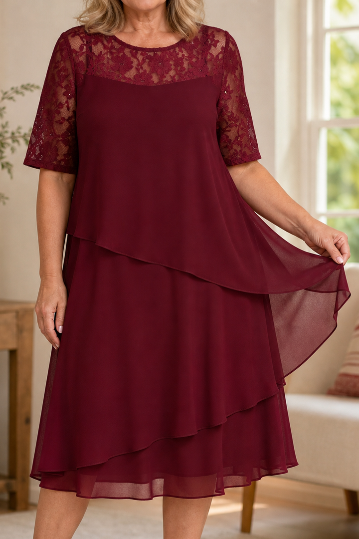 Wearbella – Klänning midi z koronkowym urringning i hög midja