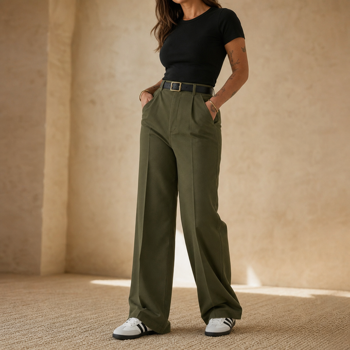 Wearbella – Byxor med hög midja i vida ben