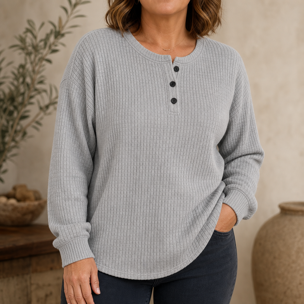 Wearla – Żebrowany top typu Henley z dzianiny waffle