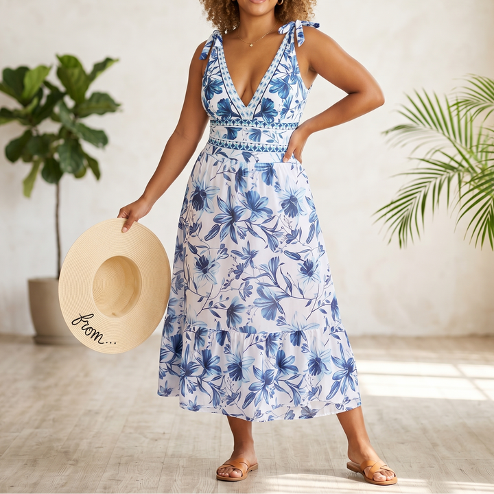 Solveya – Kobiecy Blommig Jednoczęściowy Outfit Kąpielowy z Spódnicą
