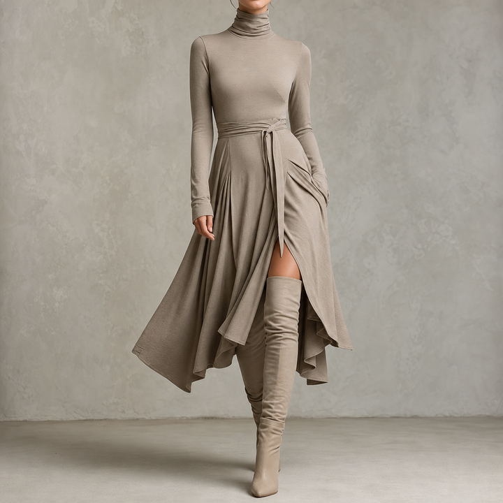 Wearbella – Midi klänning z urringning w v-ringning i rozcięciem