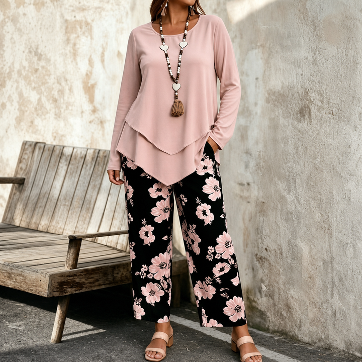 Wearbella – Dwuwarstwowy Lös Top i Blommig Set z Vida ben